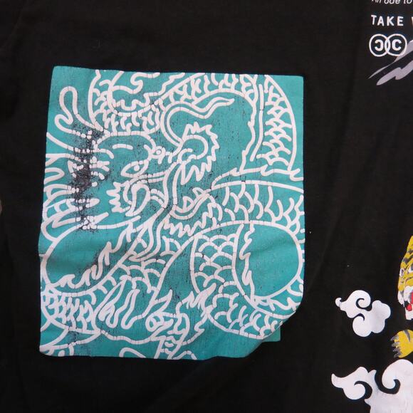 Reason Brand JAPAN Anime Dragon Tiger T Shirt Size M Mens Black Logo Fantasy - Picture 8 of 10